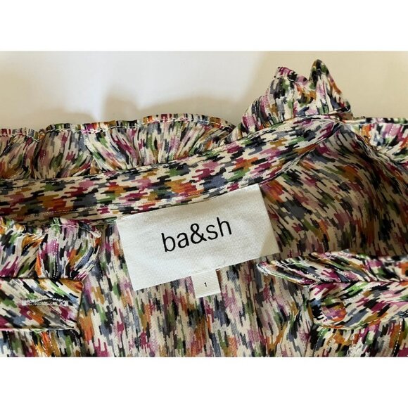 Ba&sh Multicolored Deep Blouson Sleeve Mini Dress Ecru Size 6 - Picture 6 of 7